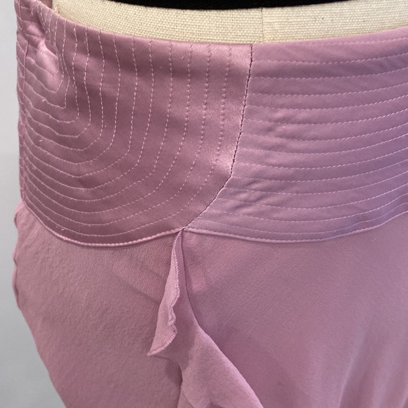 Bebe Lilac silk ruffle asymmetrical drop waist skirt - Picture 2 of 12